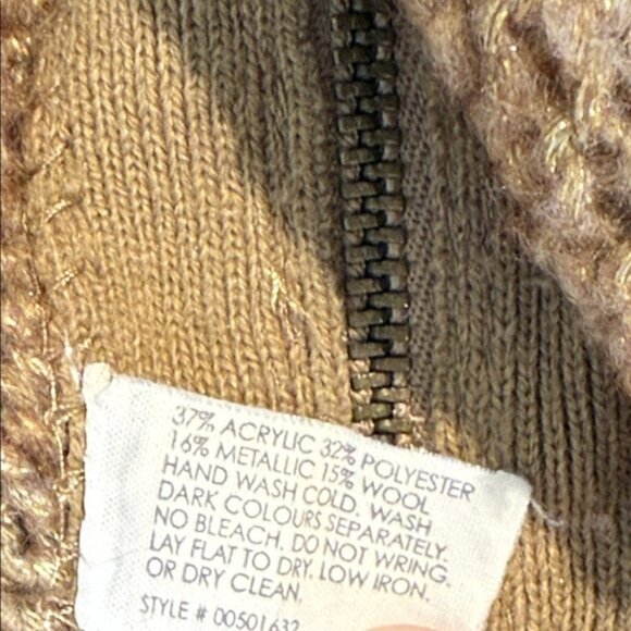 Club Monaco Tan with Gold Knit Sweater Size Extra Small - Picture 6 of 6